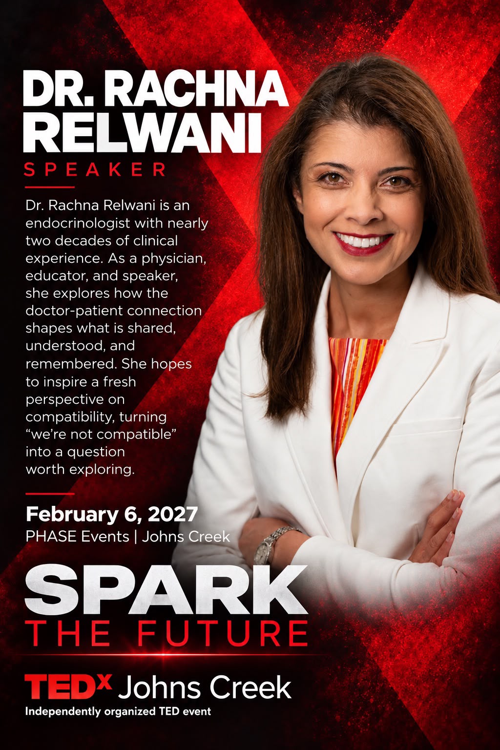 Dr. Rachna Relwani, speaker at TEDx Johns Creek